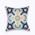 DecorBites™ Blue Floral Mandala Leaves Wave Embroidered 45x45cm Cotton Pillow Cover