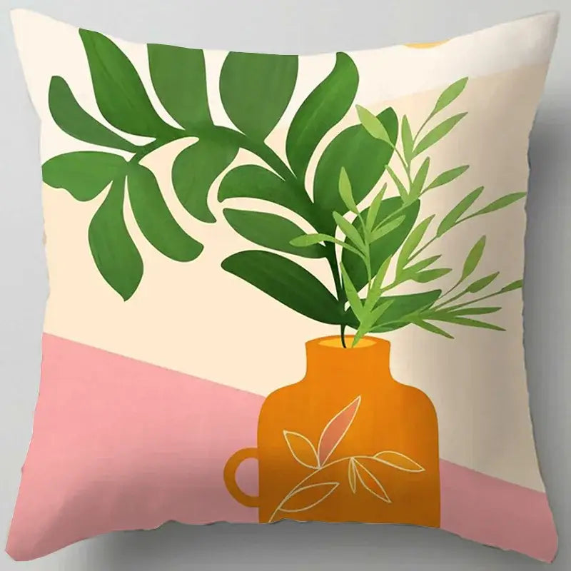 DecorBites™ Blue Flower Leaves Pattern Pillowcase - Nordic Style Living Room Cushion Cover