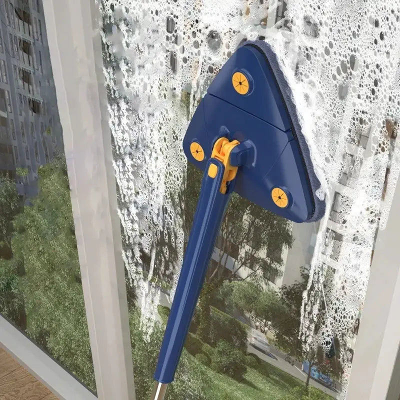 Blue & gray rotating telescopic triangle floor mop kitchen squeegee