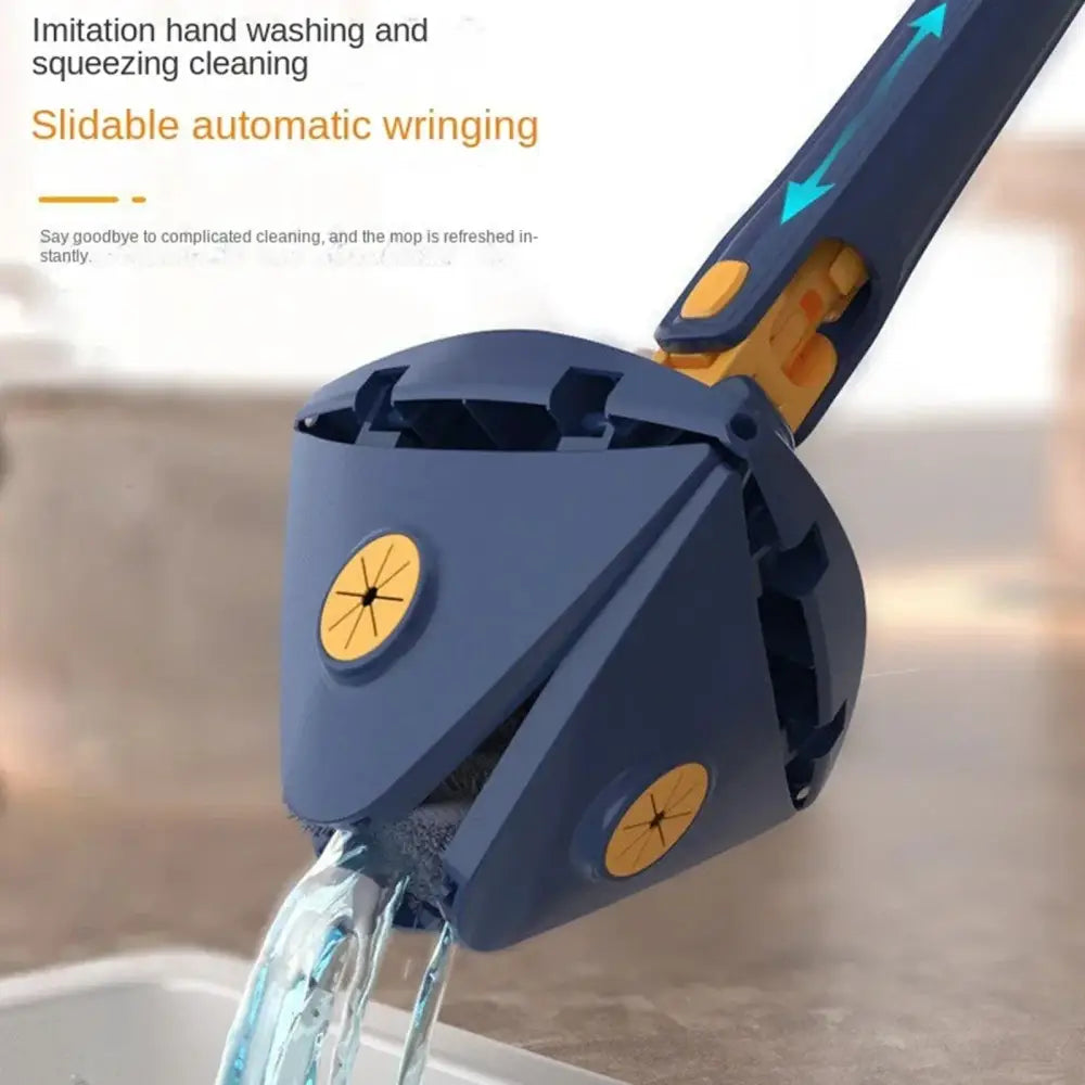 Blue & gray rotating telescopic triangle floor mop kitchen squeegee