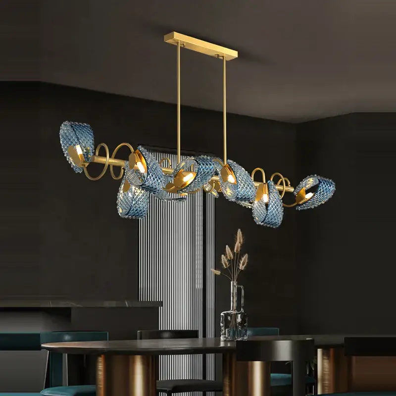 DecorBites™ Blue Queen Crystal Glass Chandelier for Staircase Lighting