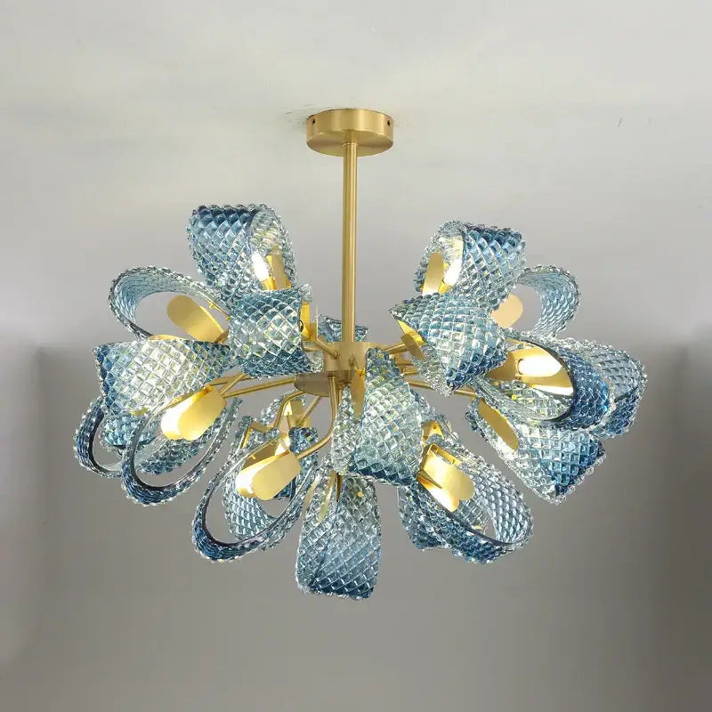 DecorBites™ Blue Queen Crystal Glass Chandelier for Staircase Lighting