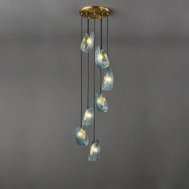 DecorBites™ Blue Queen Crystal Glass Chandelier for Staircase Lighting