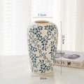 DecorBites™ Blue & White Ceramic Vase, Ice Crack Flower Arrangement, Living Room Décor & Planting