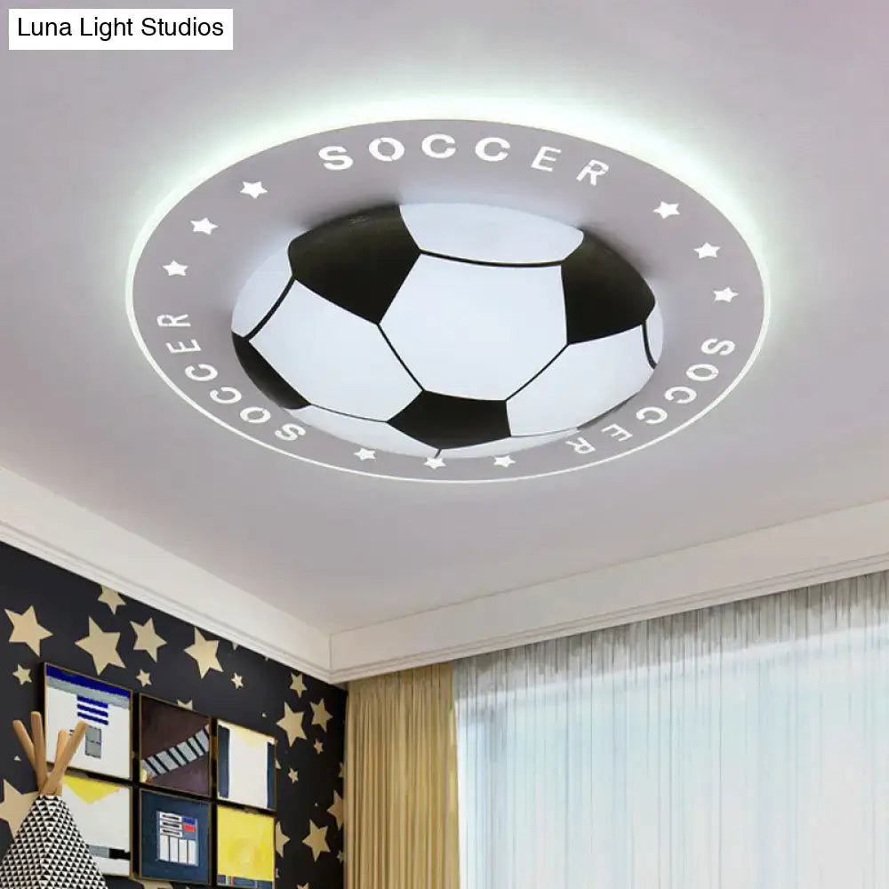 Blue & white football led flush mount kids bedroom light