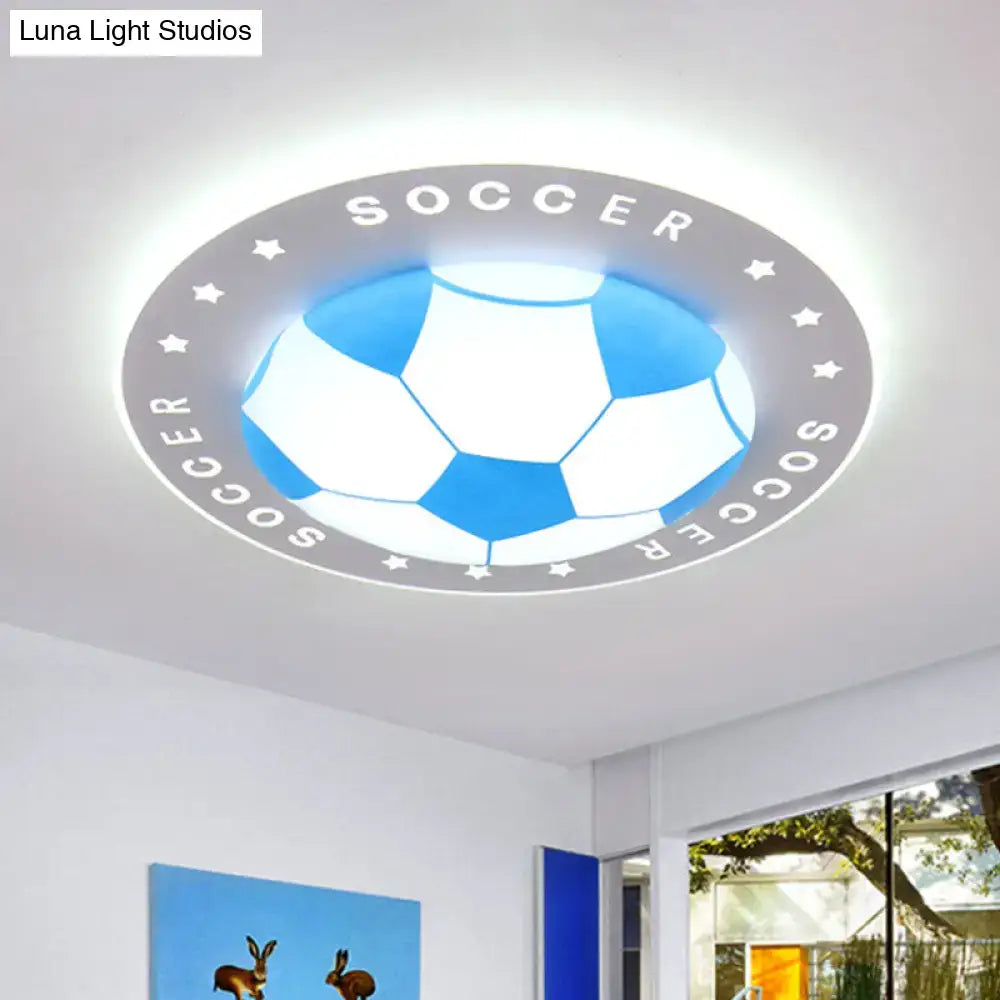 Blue & white football led flush mount kids bedroom light