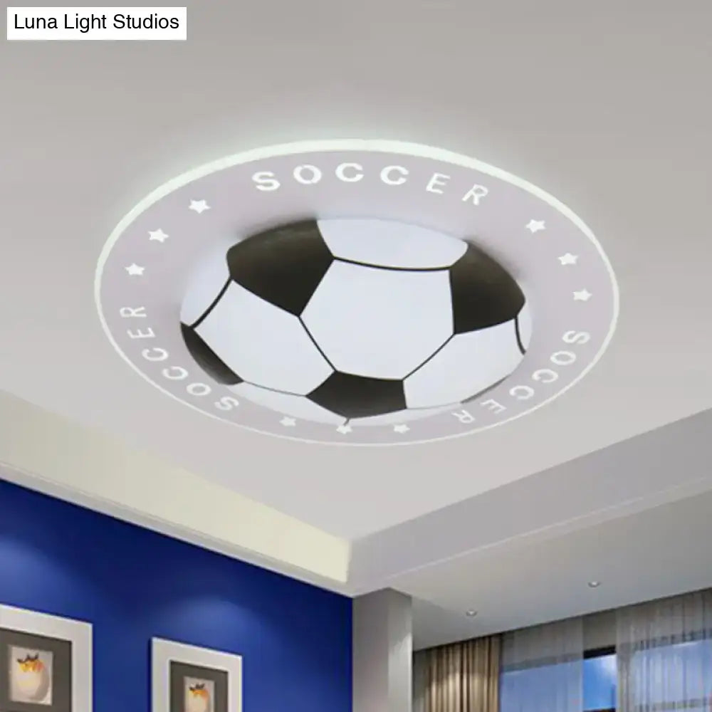 Blue & white football led flush mount kids bedroom light