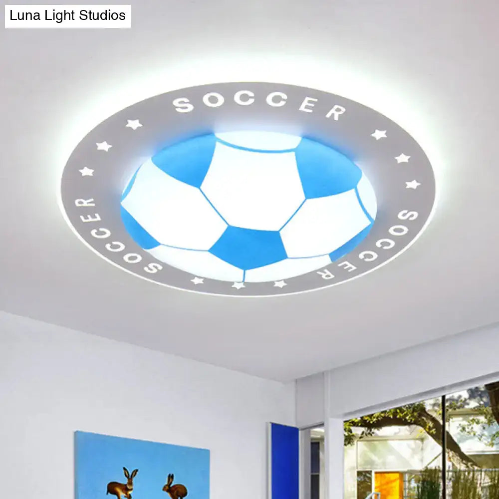 Blue & white football led flush mount kids bedroom light