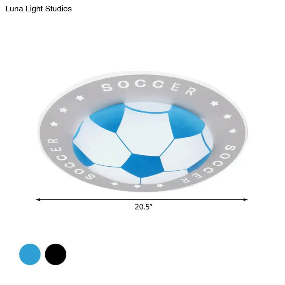 Blue & white football led flush mount kids bedroom light