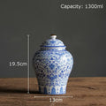 DecorBites™ Blue & White Porcelain Jar with Gold Plating - Ceramic Storage & Desk Decor