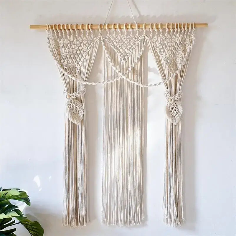 DecorBites™ Bohemia Macrame Cotton Curtain Tapetsry Wall Hanging for Bedside, Door, Window