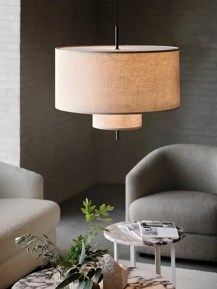 Bohemia wabi sabi beige linen tiered pendant lights for dining room