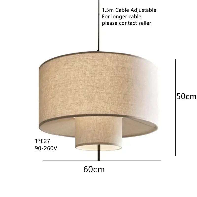 Bohemia wabi sabi beige linen tiered pendant lights for dining room