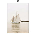 Vintage white sailboat bohemian beach wall art print bedroom decor