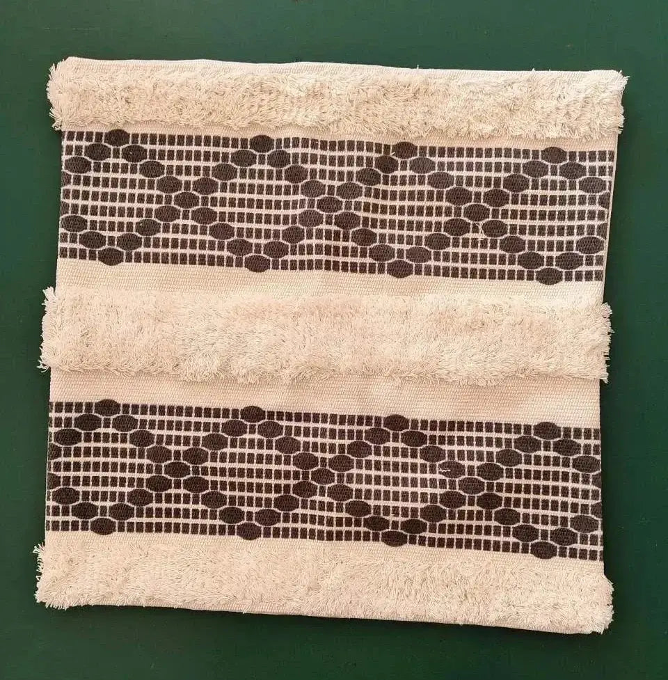 Bohemian beige and brown tufted cushion cover living room pillow