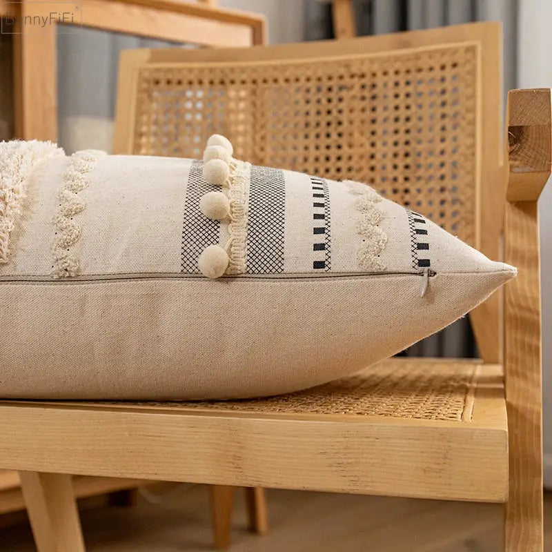 DecorBites™ Bohemian Beige Cotton Cushion Cover for Home Decor