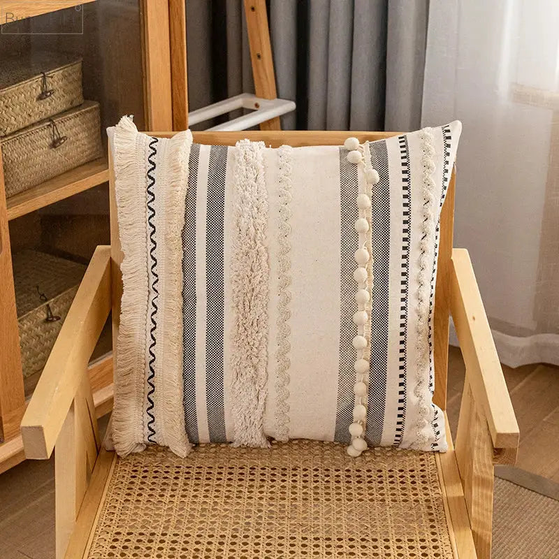 DecorBites™ Bohemian Beige Cotton Cushion Cover for Home Decor