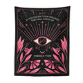 Bohemian black and pink botanical eye tapestry bedroom wall hanging