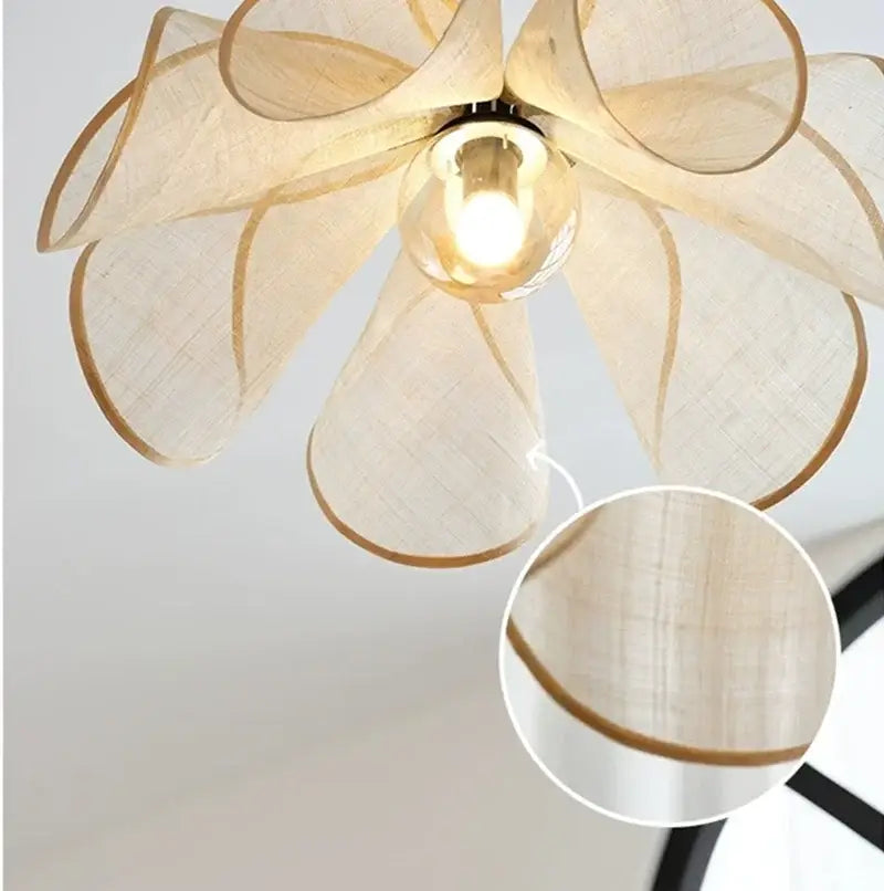 Bohemian cream fabric flower chandelier for dining room lighting