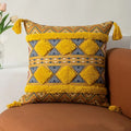 Bohemian floral throw pillow cover with tassels for living room