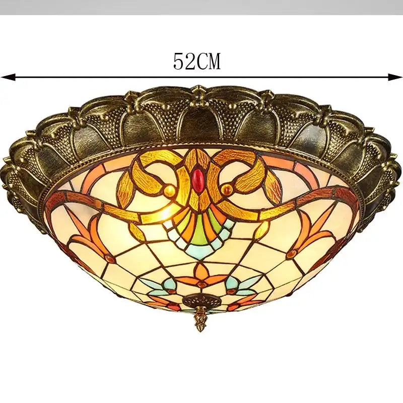 Bohemian glass ceiling light amber stained glass bedroom lamp