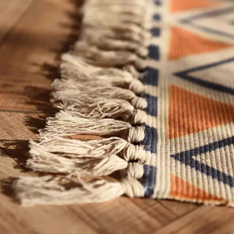 DecorBites™ Linen Plaid Cotton Weave Carpet - Bohemian Style Rug for Living Room, Bedroom, and Home Decor