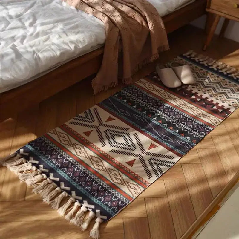 DecorBites™ Linen Plaid Cotton Weave Carpet - Bohemian Style Rug for Living Room, Bedroom, and Home Decor
