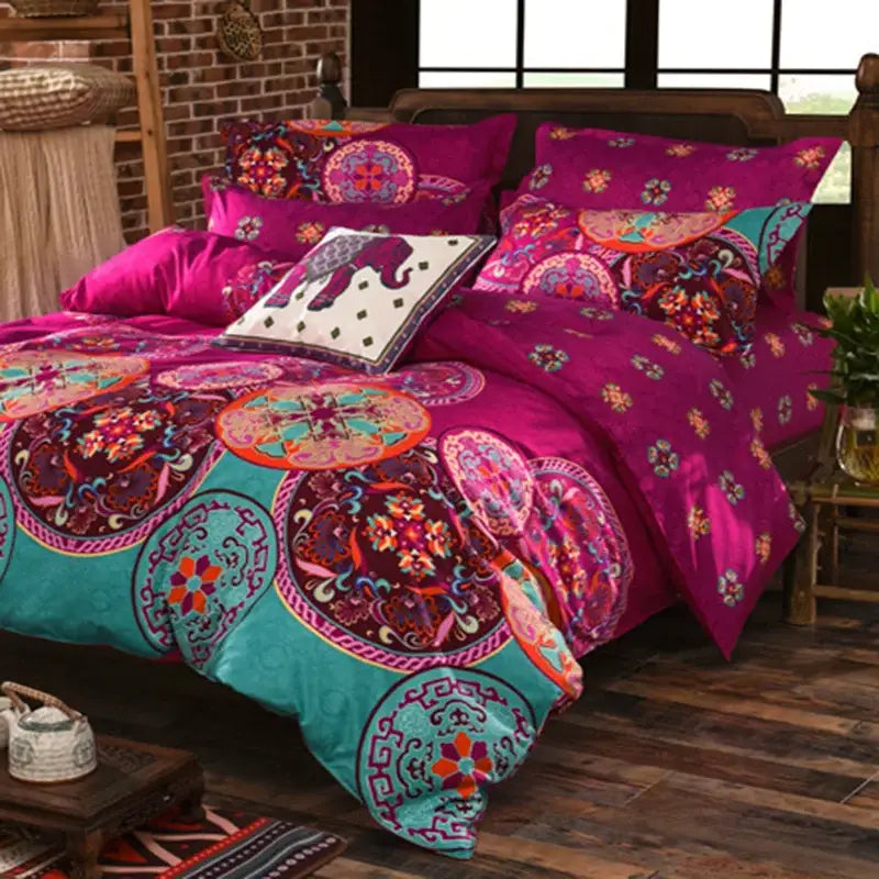 DecorBites™ Bohemian Ethnic Print Bedding Set: Soft, Breathable Duvet Cover Kit for All Seasons