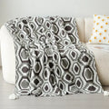 Bohemian winter blanket orange & white knitted throw bedroom decor