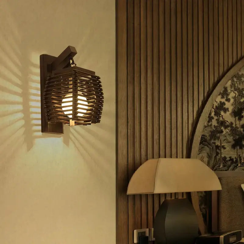 DecorBites™ Bamboo Wall Sconce Light for Aisle Corridor Hotel Restaurant Café
