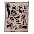 Boho beige and red constellation tarot boho tapestry bedroom decor