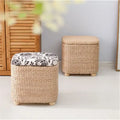 Boho beige woven rattan 3-in-1 storage stool bedroom footrest