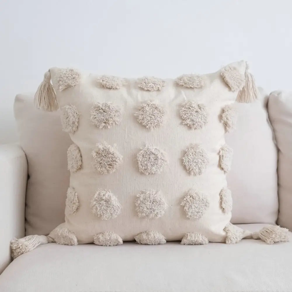Boho black & white tufted tassel cushion cover living room pillow case