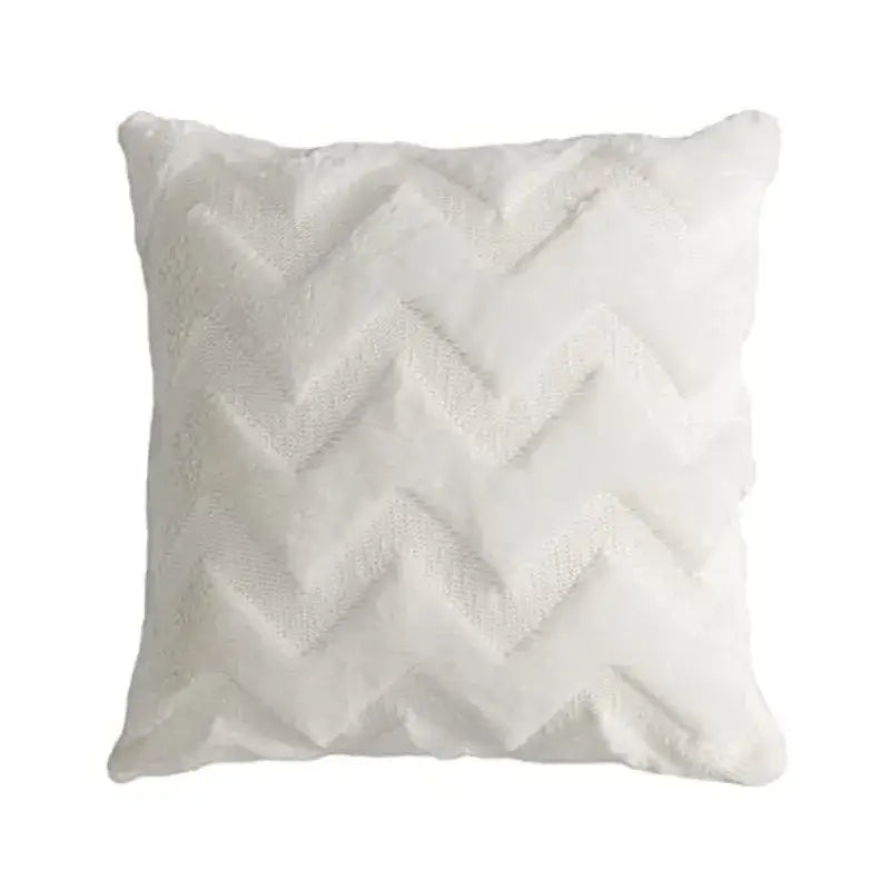 Boho chic white faux fur chevron pillow cover bedroom decor