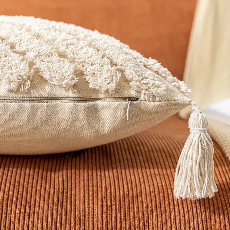 DecorBites™ Boho Cotton Tassel Pillow Cover 45x45cm/30x50cm for Home Decor