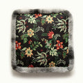 DecorBites™ Boho Floral Square Chair Cushions with Faux Fur Trim - Soft & Thick Seat Pad