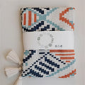 Boho geometric summer blanket orange & teal bedroom throw