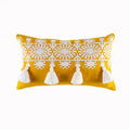 Boho gold embroidered cotton pillow cover living room tassel decor