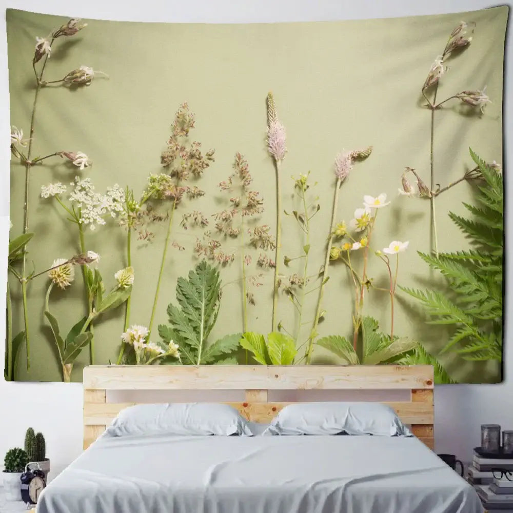 DecorBites™ Boho Green Leaf Tapestry Wall Hanging - Natural Plant Landscape Home Decor