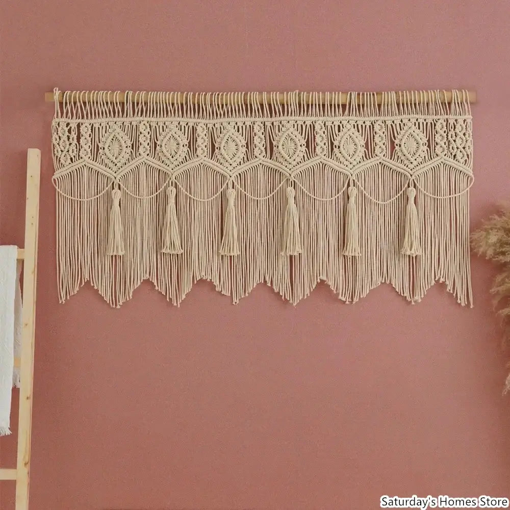 Boho macrame door curtain cream cotton tapestry bedroom decor