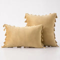 Boho orange velvet tassel fringe pillow covers living room decor