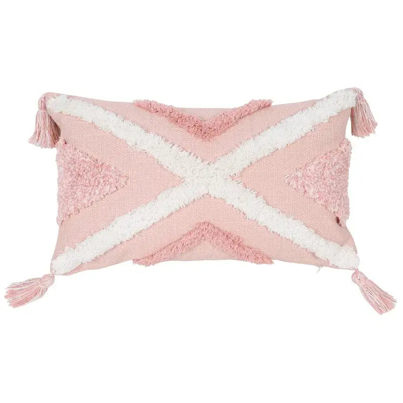 Boho pink geometric tufted pillow covers pink & white bedroom decor