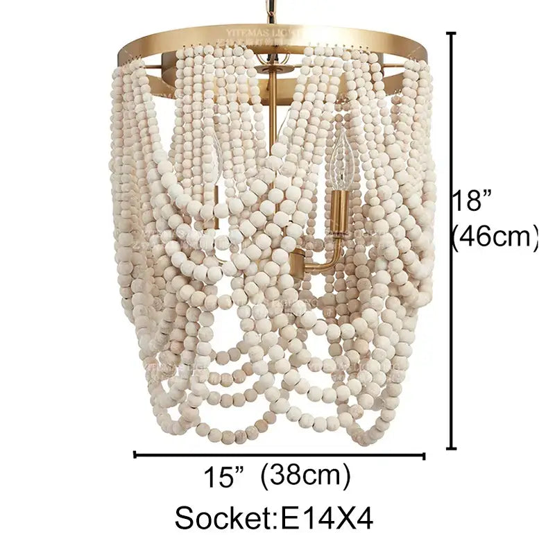 DecorBites™ Boho Wooden Beaded Chandelier Lamp for Kitchen/Dining Room/Hallway/Foyer