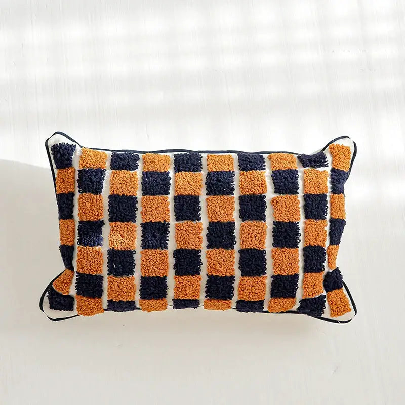 DecorBites™ Boho Tufted Pillow Cover Navy Burnt Orange 45x45cm Square for Home Decoration