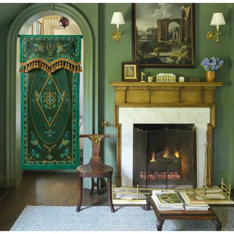 DecorBites™ Botanic Garden Velvet Blackout Curtains - Retro Emerald Green - Luxury Quality