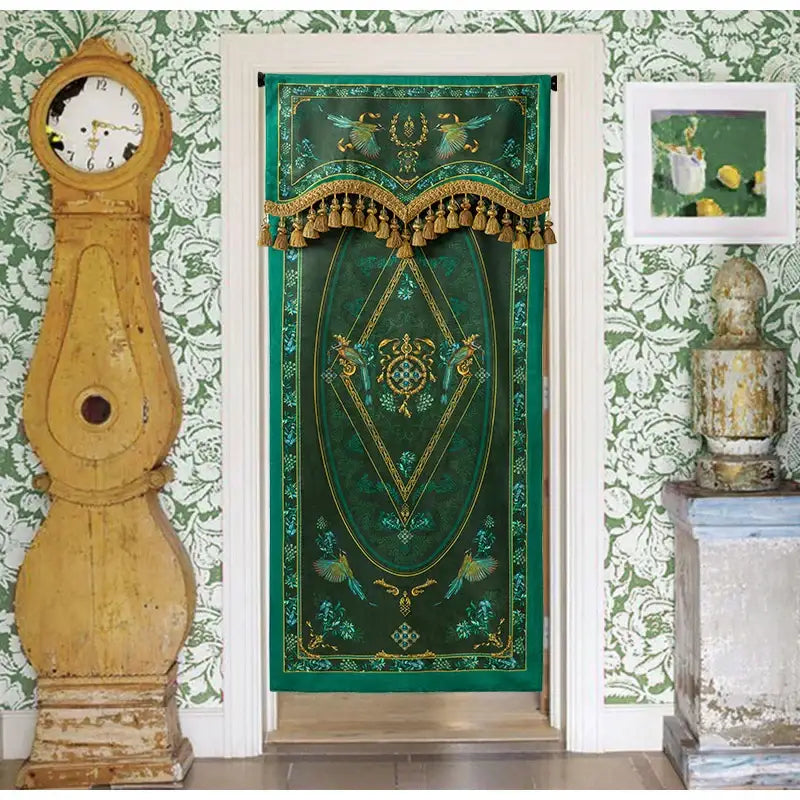 DecorBites™ Botanic Garden Velvet Blackout Curtains - Retro Emerald Green - Luxury Quality