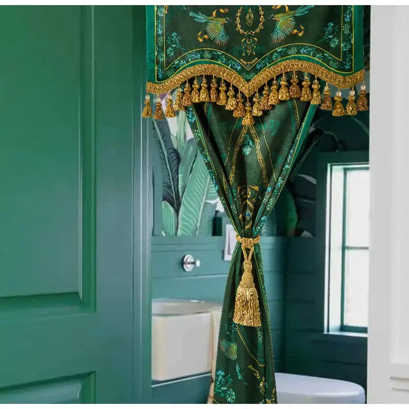 DecorBites™ Botanic Garden Velvet Blackout Curtains - Retro Emerald Green - Luxury Quality