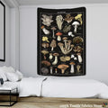 Botanical black mushroom mystical tapestry bedroom wall hanging