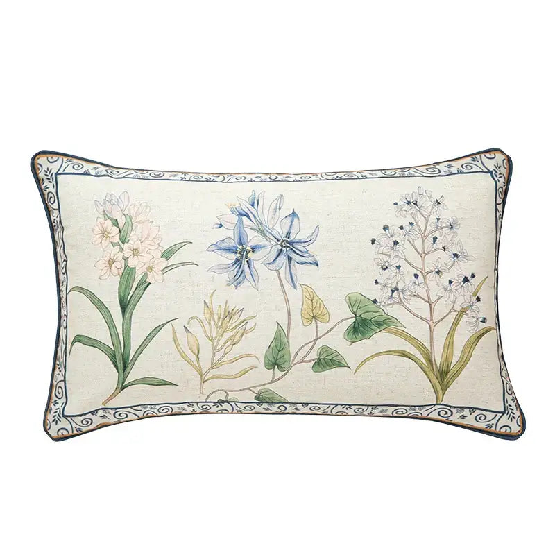 Botanical leaf watercolor linen lumbar pillowcase bedroom decor