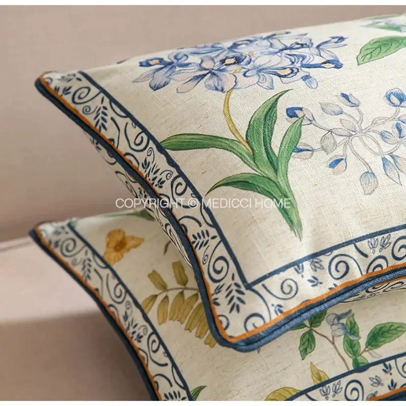 Botanical leaf watercolor linen lumbar pillowcase bedroom decor